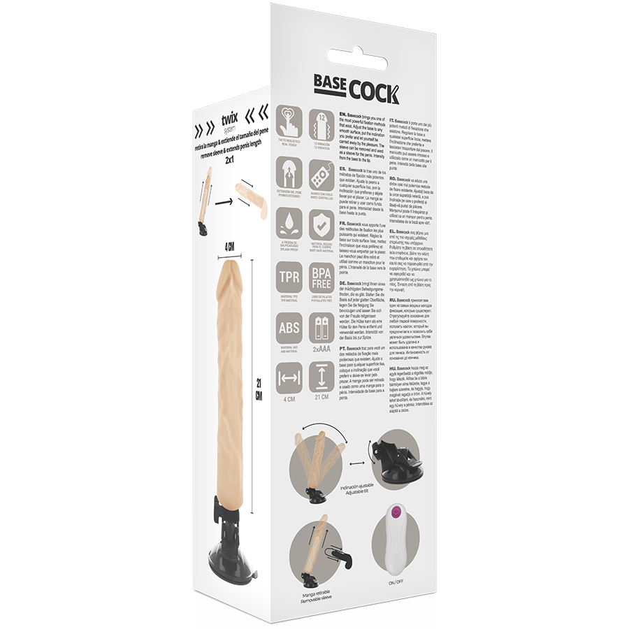 BASECOCK - REALISTISCHER VIBRATOR MIT FERNBEDIENUNG, FLESH 21 CM -O- 4 CM