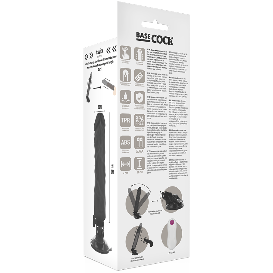 BASECOCK - REALISTISCHER VIBRATOR MIT FERNBEDIENUNG, FLESH 21 CM -O- 4 CM