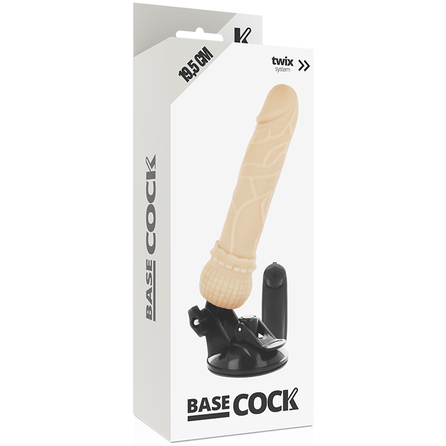 BASECOCK - REALISTISCHER VIBRATOR MIT FERNBEDIENUNG, HAUTFLEISCH 19,5 CM -O- 4 CM