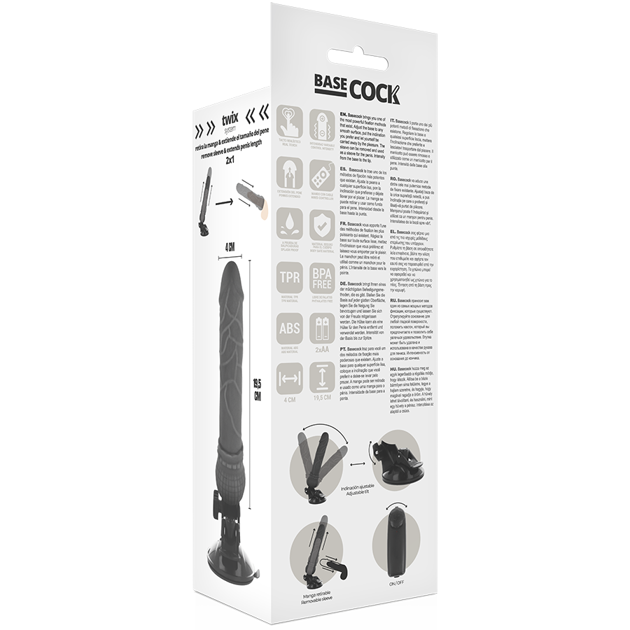 BASECOCK - REALISTISCHER VIBRATOR MIT FERNBEDIENUNG, HAUTFLEISCH 19,5 CM -O- 4 CM