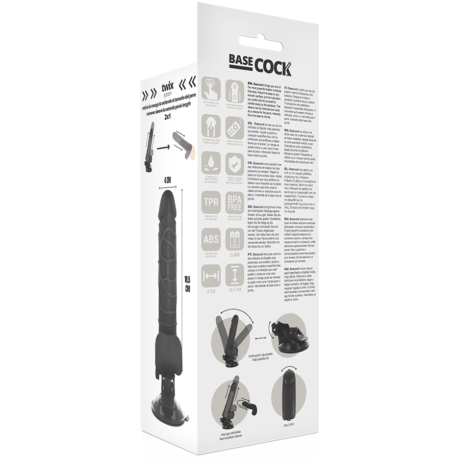 BASECOCK - REALISTISCHER VIBRATOR MIT FERNBEDIENUNG, FLEISCH 18,5 CM -O- 4CM