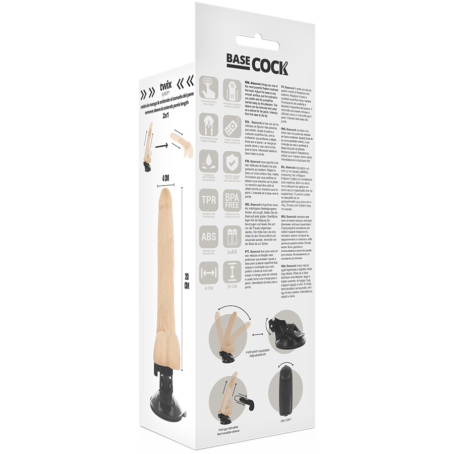 BASECOCK - REALISTIC NATURAL REMOTE CONTROL VIBRATOR WITH TESTICLES 20 CM -O- 4 CM