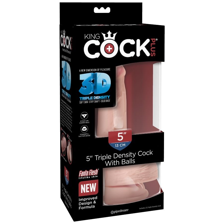 KING COCK - DILDO MIT DREIFACHDICHTE 13 CM MIT HODEN