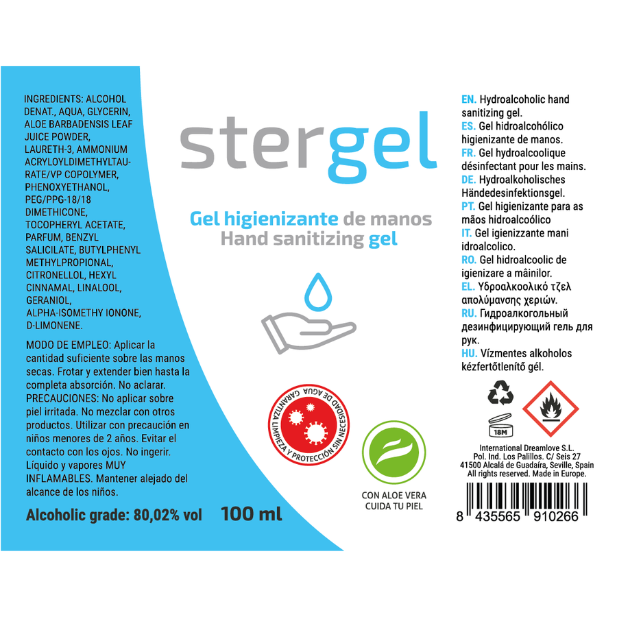 STERGEL - HYDROALKOHOLISCHES HANDDESINFEKTIONSGEL ALOE VERA 100ML 