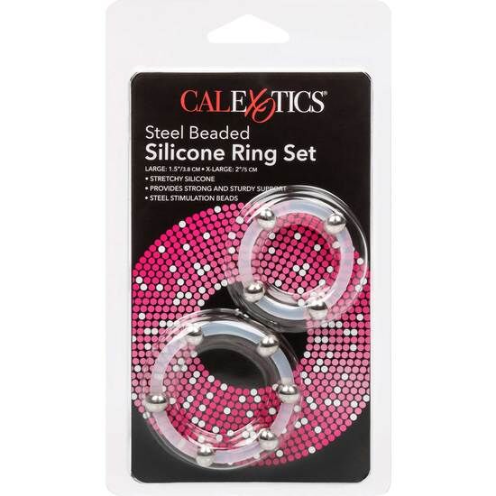 CALEXOTICS - RINGSET AUS SILIKON MIT STAHLPERLEN