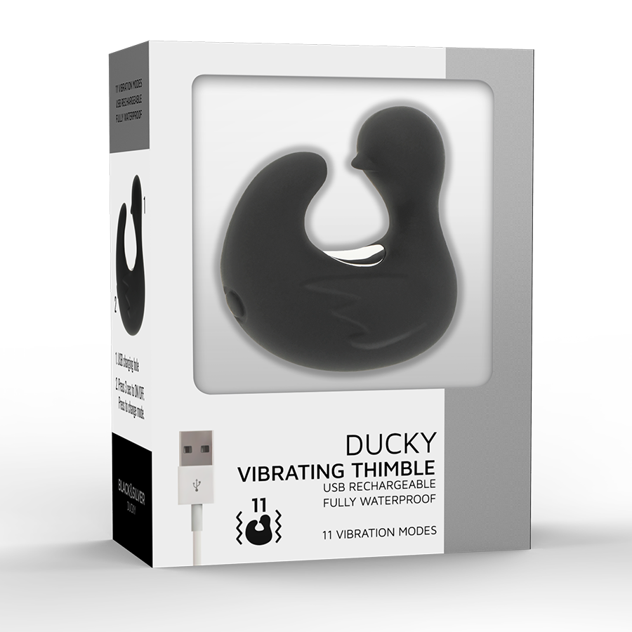 BLACK&SILVER - DUCKYMANIA RECHARGEABLE SILICONE STIMULATING DUCK THIMBLE