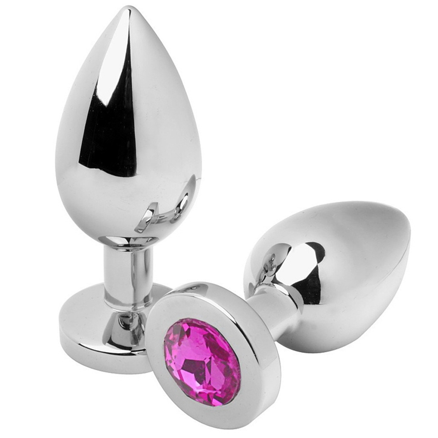 METAL HARD - PLUG ANALE DIAMANTE ROSA MEDIO 7,62CM