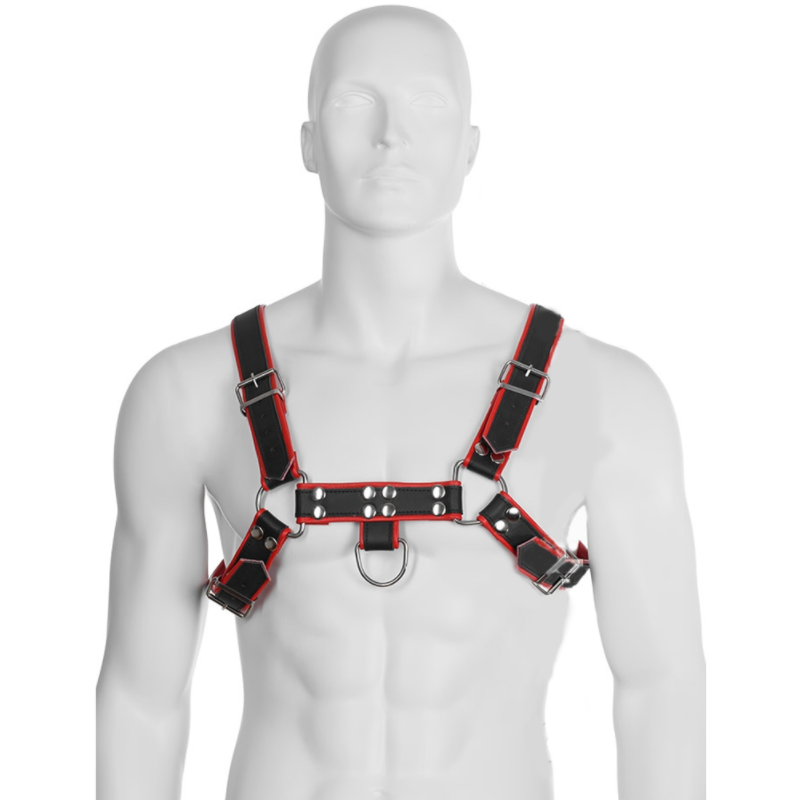 LEDER BODY - KETTEN HARNESS III SCHWARZ/ROT 