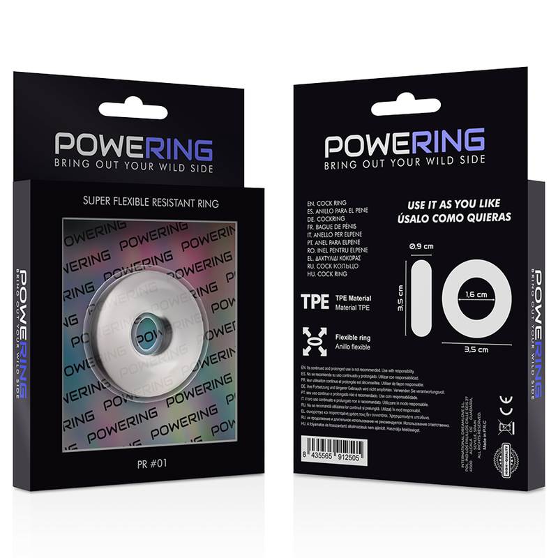 POWERING - ANELLO PER PENE SUPER FLESSIBILE E RESISTENTE 3,5CM TRASPARENTE