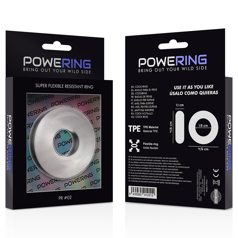 POWERING - SUPER FLEXIBLE AND RESISTANT PENIS RING 4.5CM CLEAR