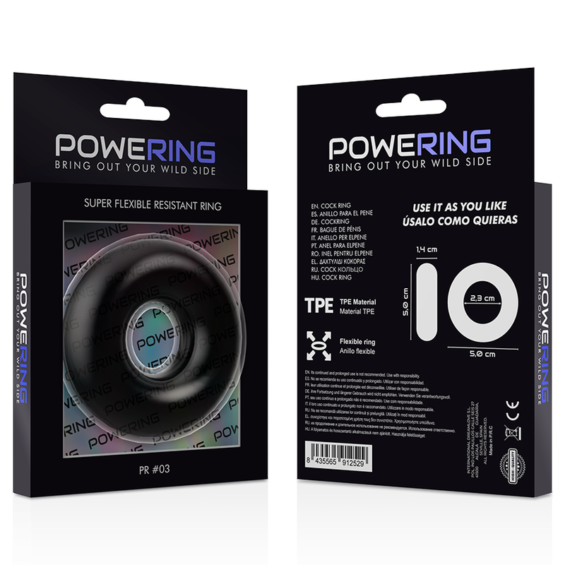 POWERING - SUPER FLEXIBLER UND WIDERSTANDSFÄHIGER PENISRING 5CM PR03 SCHWARZ