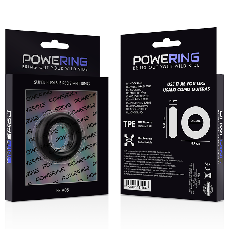 POWERING - ANELLO PER PENE SUPER FLESSIBILE E RESISTENTE 4,8CM PR05 NERO