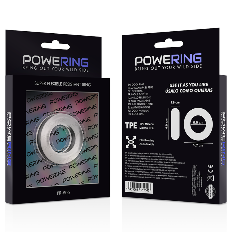 POWERING - ANELLO PER PENE SUPER FLESSIBILE E RESISTENTE 4,8CM PR05 TRASPARENTE