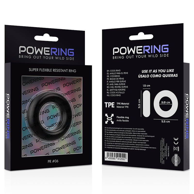 POWERING - ANELLO PER PENE SUPER FLESSIBILE E RESISTENTE 5,5CM PR06 NERO