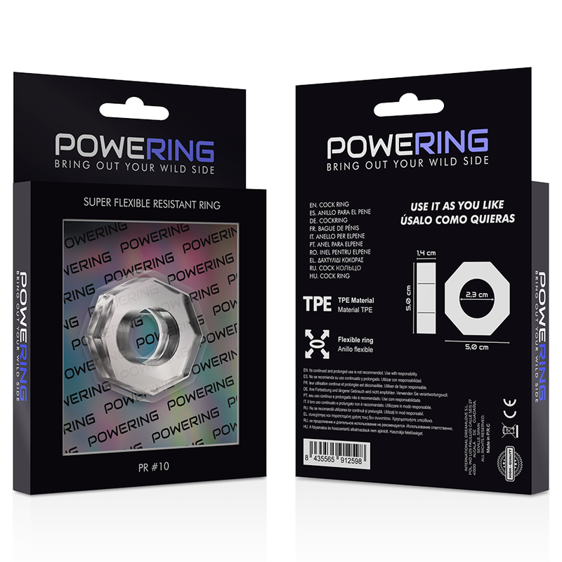 POWERING - SUPER FLEXIBLER UND WIDERSTANDSFÄHIGER PENISRING 5CM PR10 KLAR