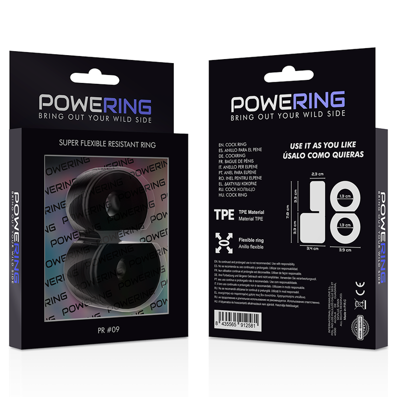 POWERING - SUPER FLEXIBLER UND WIDERSTANDSFÄHIGER DOPPEL-PENISRING PR09 SCHWARZ