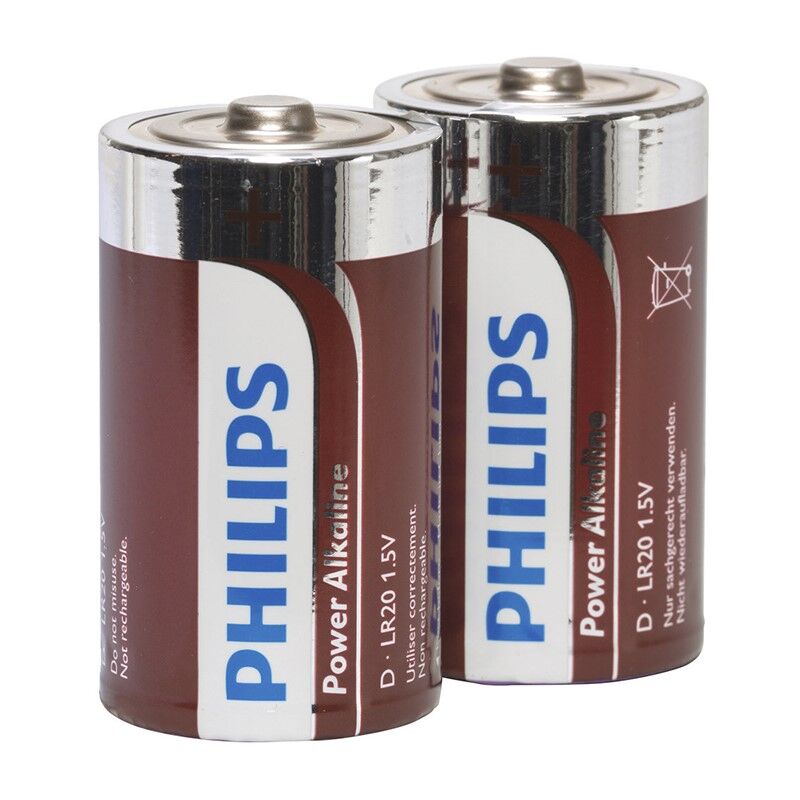 PHILIPS - POWER ALKALINE PILA D LR20 CONFEZIONE DA 2