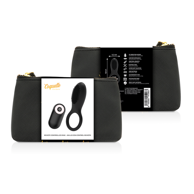 COQUETTE CHIC DESIRE - ANELLO PER IL FALLO TELECOMANDO RICARICABILE NERO/ORO
