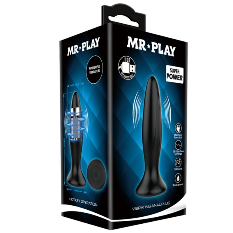 MR PLAY - WIEDERAUFLADBARER SCHWARZER VIBRATOR-ANALPLUG