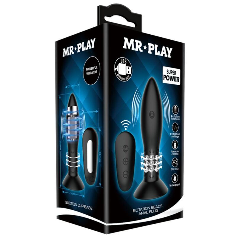 MR PLAY - STECKER MIT SCHWARZEN ROTIERENDEN KUGELN UND FERNBEDIENUNG