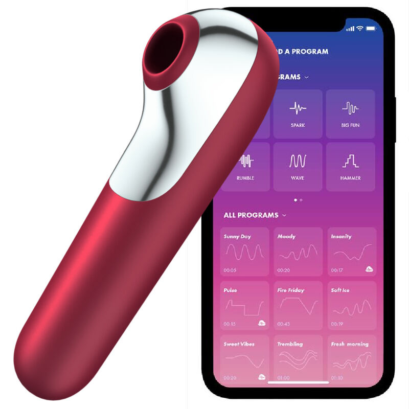 SATISFYER - VIBRATORE E ASPIRATORE DUAL LOVE CON ARIA PULSATA ROSSO