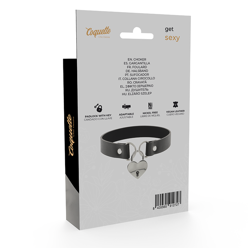 COQUETTE CHIC DESIRE - VEGANE LEDERKETTE MIT HERZACCESSOIRE MIT SCHLÜSSEL