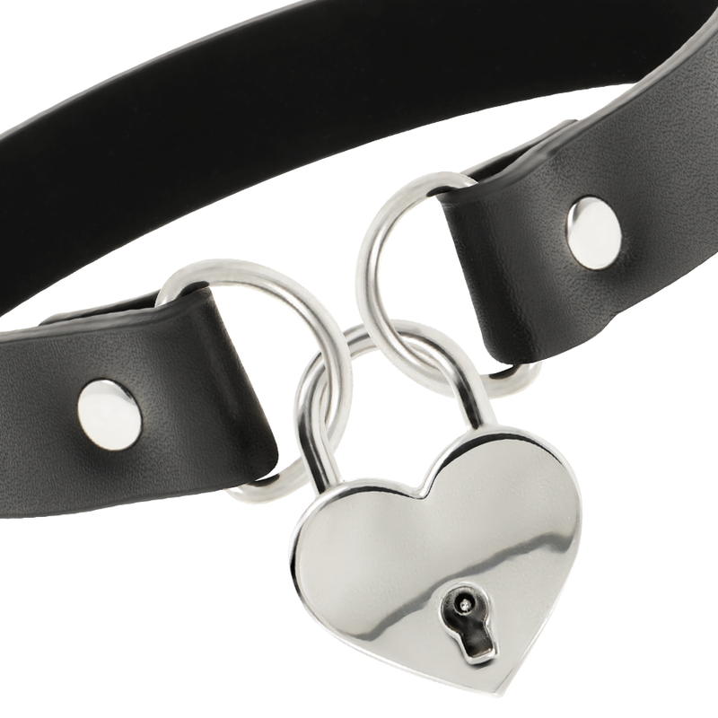 COQUETTE CHIC DESIRE - VEGANE LEDERKETTE MIT HERZACCESSOIRE MIT SCHLÜSSEL