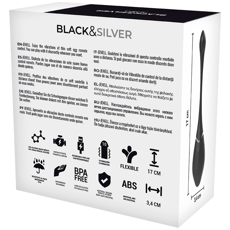 BLACK&amp;SILVER - JENELL UOVO VIBRANTE RICARICABILE