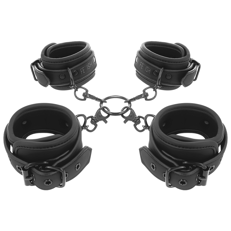 FETISH SUBMISSIVE - SET OF HAND AND ANKLE HANDCUFFS WITH NOPRENE LINING