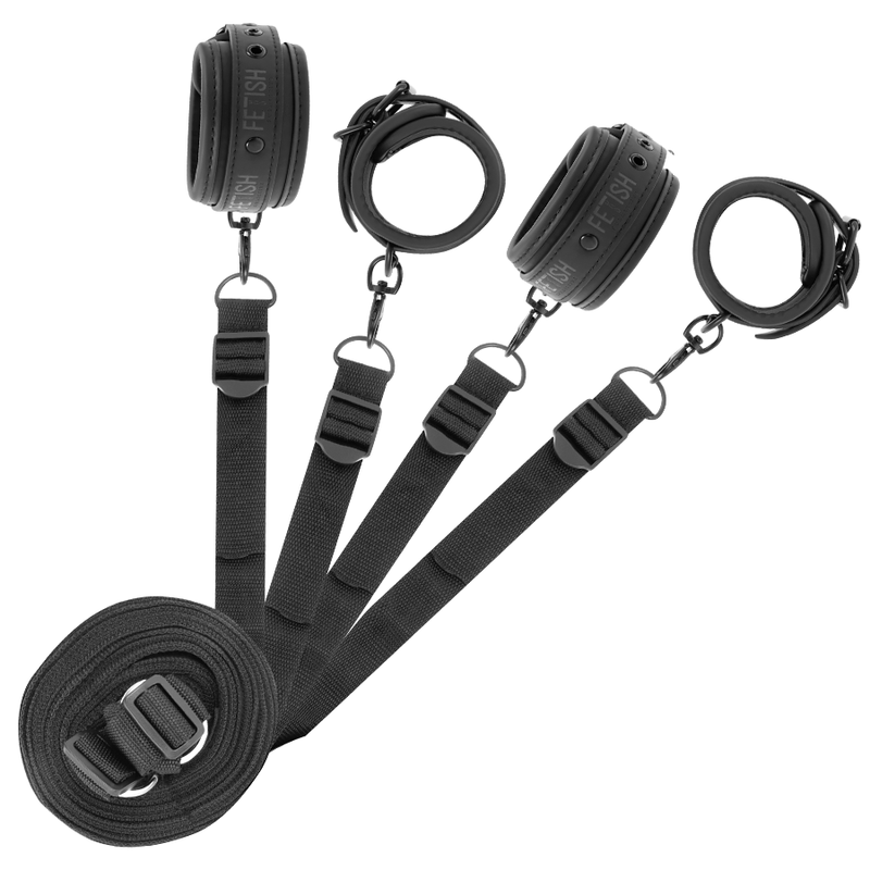 FETISH SUBMISSIVE - SET OF HANDCUFFS AND TIES WITH NOPRENE LINING