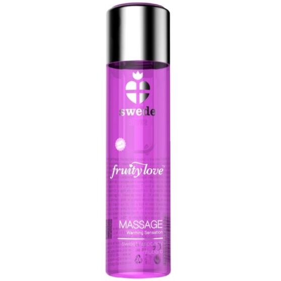 SWEDE - FRUITY LOVE MASSAGEÖL MIT WÄRMEFFEKT, ROSA HIMBEERE UND RHABARBER, 60 ML