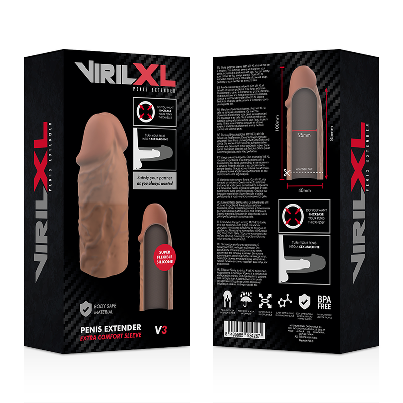 VIRILXL - ESTENSIONE PER PENE IN SILICONE LIQUIDO V3 ​​MARRONE