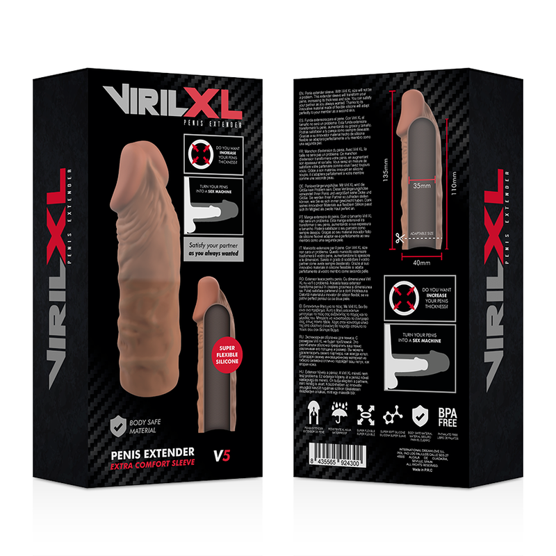 VIRILXL - ESTENSIONE PER PENE IN SILICONE LIQUIDO V5 MARRONE