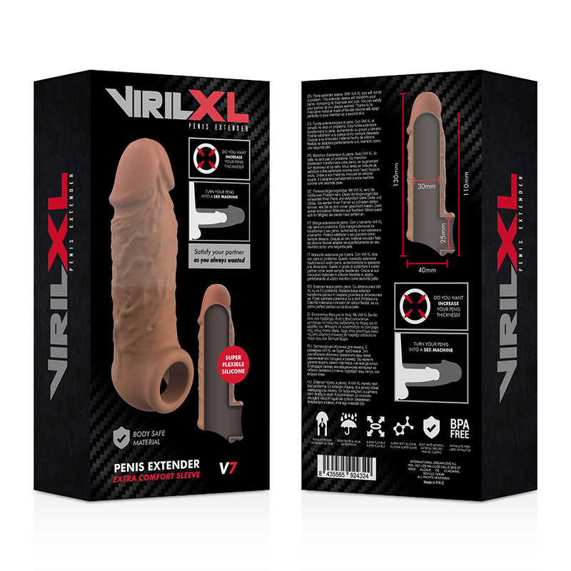 VIRILXL - ESTENSIONE PER PENE IN SILICONE LIQUIDO V7 MARRONE