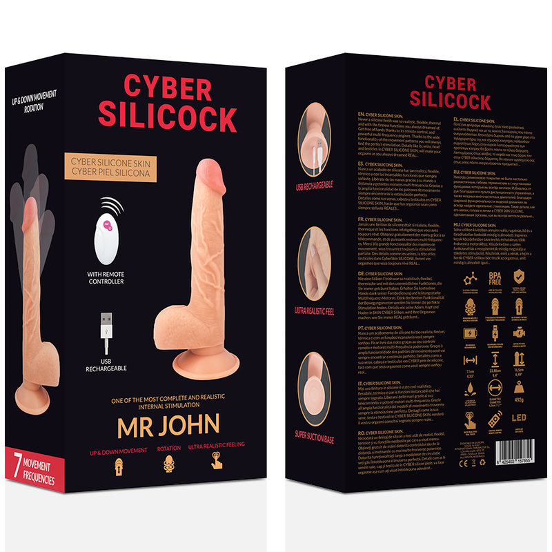 CYBER SILICOCK - FERNBEDIENUNG REALISTISCH MR JOHN 23,88 CM -O- 4,3 CM