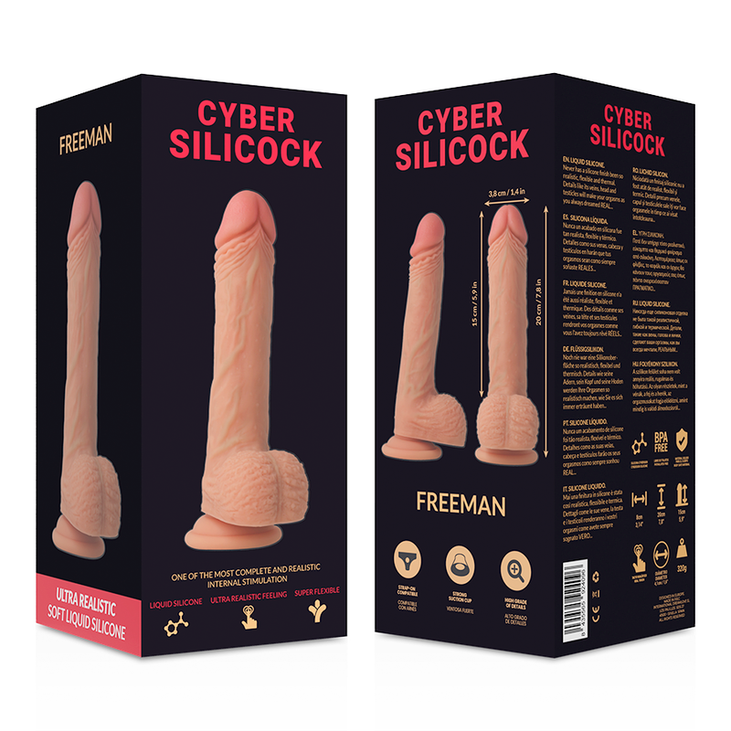 CYBER SILICOCK - FREEMAN SILICONE LIQUIDO MORBIDO ULTRA REALISTICO 20 CM -O- 3,8 CM