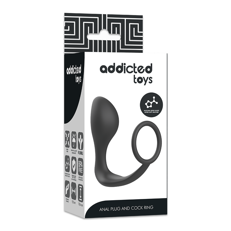 ADDICTED TOYS - TAPPO ANALE CON ANELLO IN SILICONE NERO